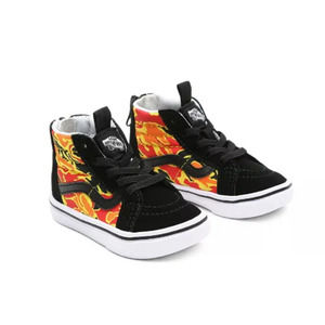 NEW Vans Toddler Comfycush Sk8-Hi Shoe Flame Camo Black/True White Size 4.5T